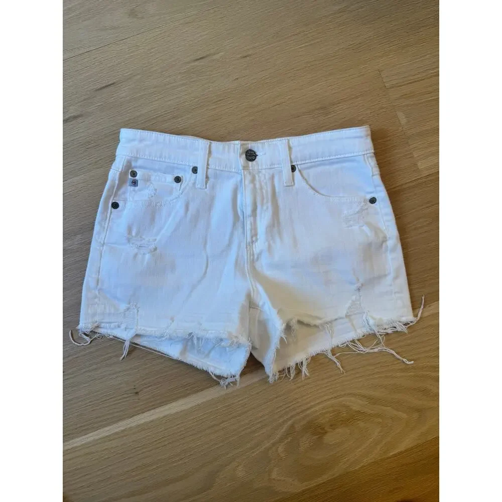 AG The Bryn White Distressed Denim Cutoff Shorts 25 $168